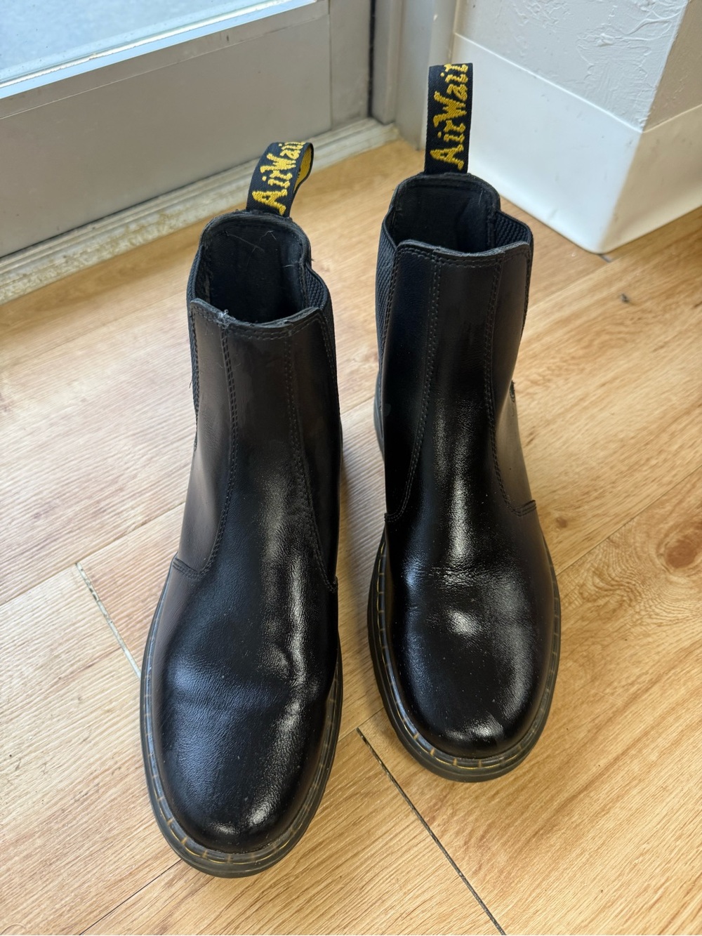 Dr. Martens Black Leather Ankle Boots with Pull Loop